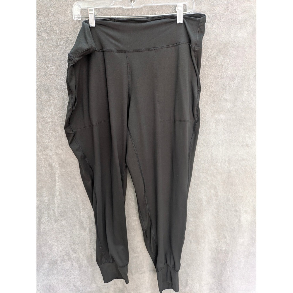 Athleisure Black Jogger‎ Leggings Womens XL 36" Waist Measured Flat Pocket